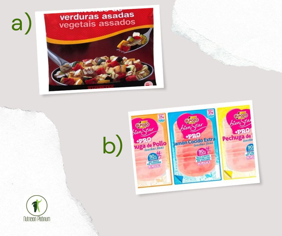 Verduras asadas con fiambres bajos en calorías.